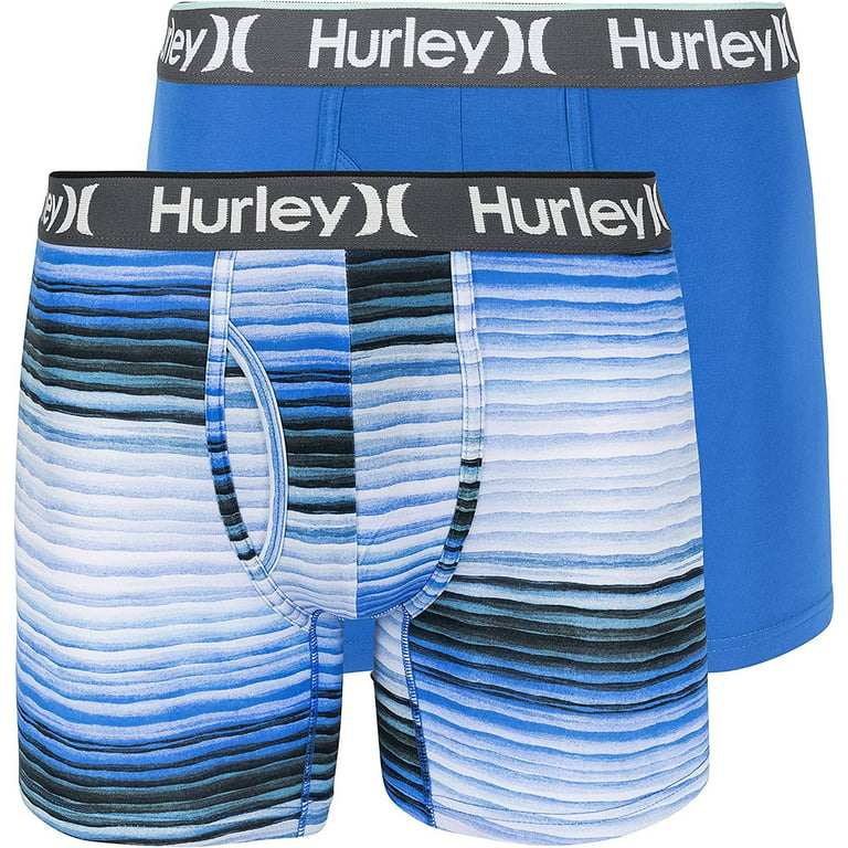 Hurley mens 2 Pack Everyday Boxer Briefs, Thalia Black/Multi