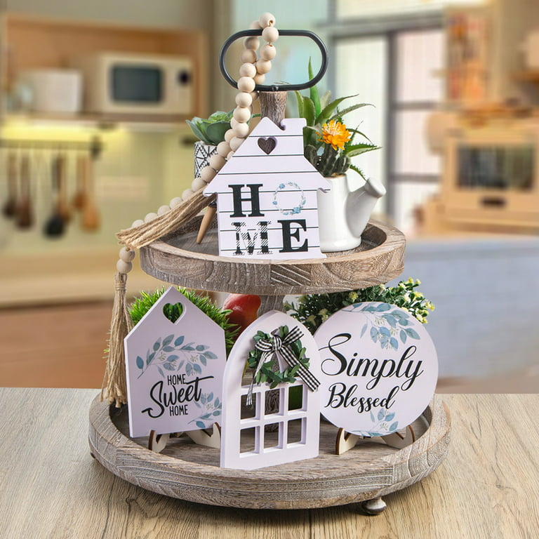 Home Decor Rustic Home Sweet Home Kitchen Decor Tiered Tray Decorative Set  Home Decor Gifts(without tray)