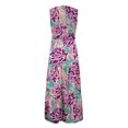 thumbnail image 5 of USSUMA Sundresses for Women Casual Summer Women's Bohemian Smocked Flowy Sundress Summer Floral Print Sleeveless Ruffle Tiered Beach Long Midi Dress, 5 of 6