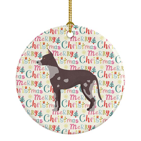 Peruvian Hairless Dog Merry Christmas Ceramic Ornament 2.8 in x 2.8 in