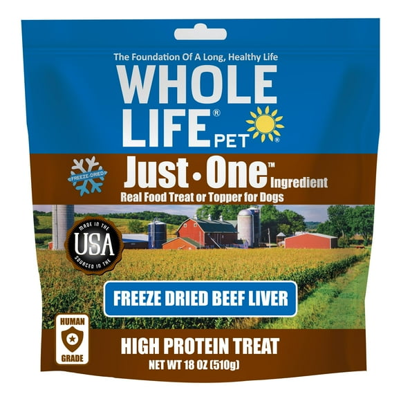 Whole Life Pet Just One Beef Liver Dog Treats Value Packs - Human Grade, Freeze Dried, One Ingredient - Training Or Reward, Grain Free, Made in The USA