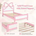 thumbnail image 3 of Miniyam Twin Size Kids Platform Bed with Bow-Shaped Headboard, Wood Bed Frame, Pink, 3 of 7