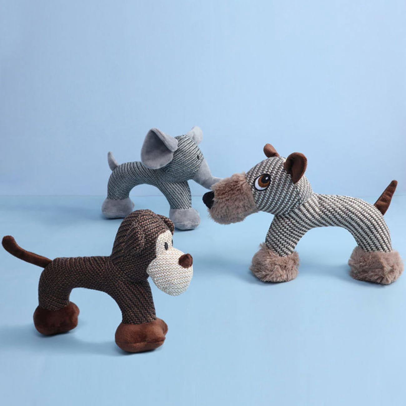 Companions Dog Toy - Squeaky Linen Chew Animal, Sturdy Indestructible Plush for Boredom & Anxiety Relief (Dog)-dh