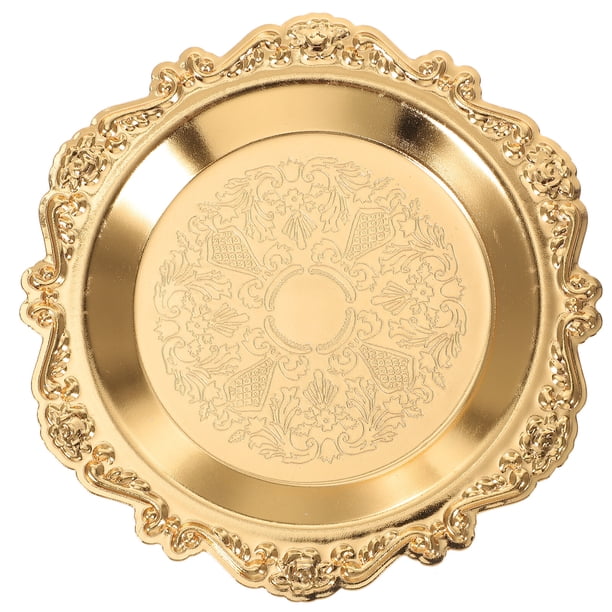 GOOHOCHY Disco de almacenamiento de joyas de estilo nórdico, organizador decorativo de artículos diversos, bandeja de escritorio para guardar comida, frutos secos, fotos y velas (dorado)