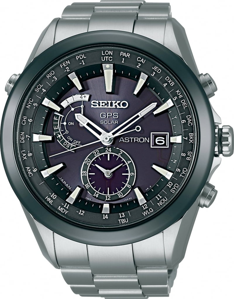 skade klasse Produkt Seiko Men's SAST003 'Astron GPS Solar' World Time Titanium Watch -  Walmart.com