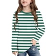 thumbnail image 2 of zbxnLI Kids Crew Neck Shirts Long Sleeve Striped Casual Tunic Tshirt Fashion Loose Pullover Tops for Boys Girls, 2 of 8