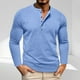 thumbnail image 1 of Blusas y camisas de manga larga con cuello redondo para hombre, informales, de manga larga, cuello redondo, medio botón, a cuadros, con bolsillos y bloques de color, blusas de poliéster para hombre, 1 of 8