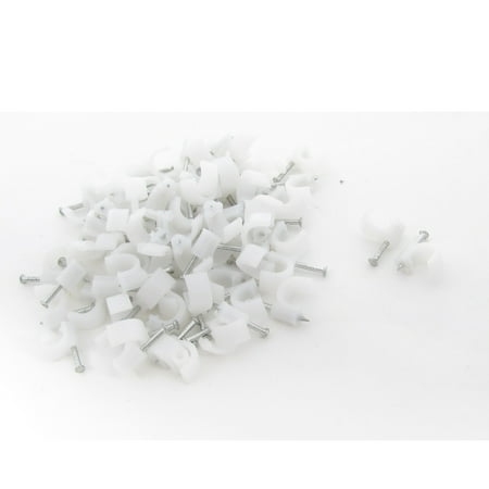 Coax Cable Clips - 7mm Diameter Pliastic Coax Cable Inserting Circle Nail Clips 70 Pcs