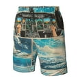 thumbnail image 4 of Zufioo Comic Airplane Cockpit Illustration for Men's Casual Beach Shorts, Sports Fitness Quick-drying Drawstring Shorts with Pockets for Home Wear-3X-Large, 4 of 6