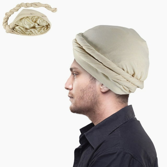 Turban Cap For Men Stretch Head Wraps Elastic Turban Scarf Tie For Hair Pre-Tied
