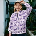 thumbnail image 2 of Chririnla Purple Butterflies Pattern Girls Hiking Sweatshirt Half Zip Pullover Sweatshirts Lightweight Athletic Comfy Casual for Outdoor Camping Travel Size 7-8, 2 of 7