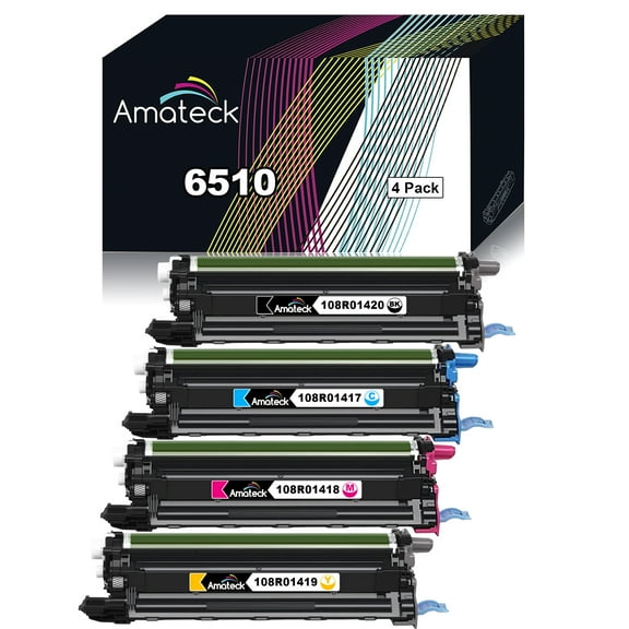 Amateck Compatible Drum Unit Replacement for Xerox 108R01417 108R01418 108R01419 108R01420 4 Pack for Phaser 6510, WorkCentre 6515