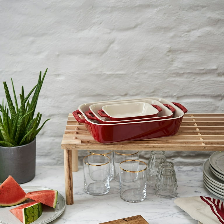数量限定セール  Dish Baking Rectangular 3-pc Ceramic Staub Set Cherry - 調理器具