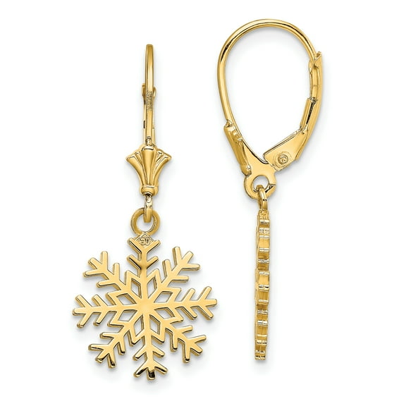 14K Snowflake Leverback Earrings K4405