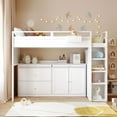 thumbnail image 2 of Aukfa Twin Loft Bed with Storage, Teens Kids Bed Frame with Desk, Storage Drawers and Cabinet, Wooden - White, 2 of 8