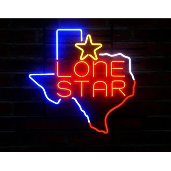 Queen Sense 20"x16" Lone Stars Texas Neon Sign Man Cave Handmade Neon Light 120TLSRY