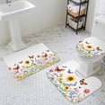 thumbnail image 3 of Retro Sunflower Bathroom Rugs Set Daisy Butterfly Pastoral Rustic Floral Field Non Slip Absorbent Soft Bath Mats 3 Piece Set with Bathroom Rug, U-Shaped Floor Mat, Toilet Seat Cover Large Size, 3 of 9