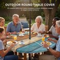 thumbnail image 3 of Round Outdoor Tablecloth with Umbrella Hole and Zipper, Farmhouse Light Blue Brown Tablecloth with Elastic Waterproof, Vintage Wooden Striped Patio Table Covers for 31" - 35" Picnic Pool Tables, 3 of 9