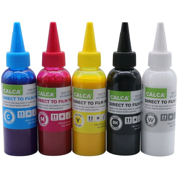 Calca 100ml DTF Inks 5 Bottles ( C m y k w ) Direct to Transfer Film Ink