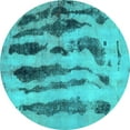 thumbnail image 1 of Ahgly Company Indoor Round Abstract Turquoise Blue Modern Area Rugs, 8' Round, 1 of 4