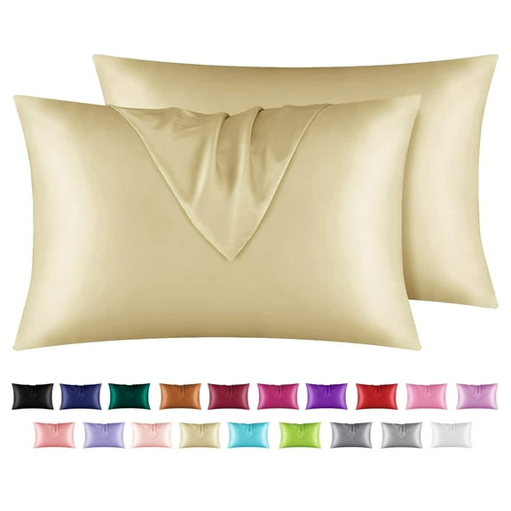 suxuMhao Khaki Silk Pillow Covers, 2 Pack 20x26 Inch (51x66cm) Decorative Pillow Covers, Soft Satin Throw Pillow Covers, Premium Pillow Cover for Bedroom, Skin friendly &comfortable