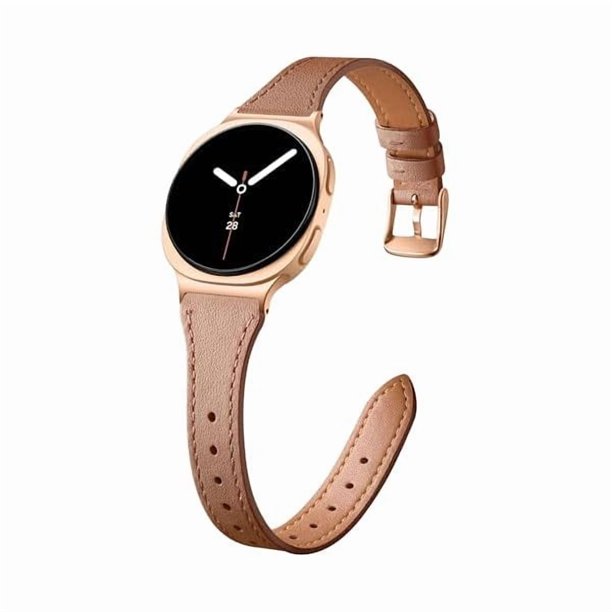 Chenchen Slim Leather Band Compatible with Samsung Galaxy Watch 8 40mm 44mm/Watch 8 Classic 46mm, No Gap Adjustable Genuine Leather Replacement Dressy Strap for Samsung Watch 8 Bands Women
