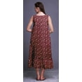 thumbnail image 5 of Bimba Burgundy Floral Ball Dahliya & Rose Mid Calf Nightwear Ladies Cotton Printed Sleeveless Night Gown Maxi Dress Small, 5 of 6