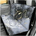 thumbnail image 3 of Jeiento Black Marble Print Auto Seat Covers Full Set of 14 Steering Wheel Cover Head Rest Covers Seat Belt Pads Cup Holder Center Console Cover Keychain Universal Fit for SUV Van Truck Sedan, 3 of 7