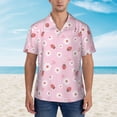 thumbnail image 2 of Fotbe Hand Drawn Strawberry Hawaiian Shirt for Men Unisex Summer Beach Casual Short Sleeve Cotton Linen Button Down Shirts-Small, 2 of 5