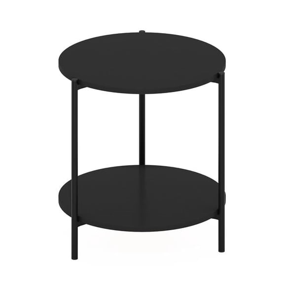 10.58 in. Besi 2-Tier Modern Round Side End Table with Sturdy Metal Legs, Americano