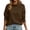 Coffee., variant on Women's Pullover Sweatshirt Solid Color Stand Collar Long Sleeve Snap Button Closure Lined Elastic Textile