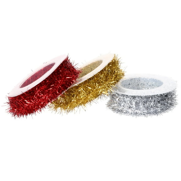 3 Pieces Christmas Ribbon Garland Decorations Tinsel Craft Supplies for Holiday Wrapping and Festive Home Decor