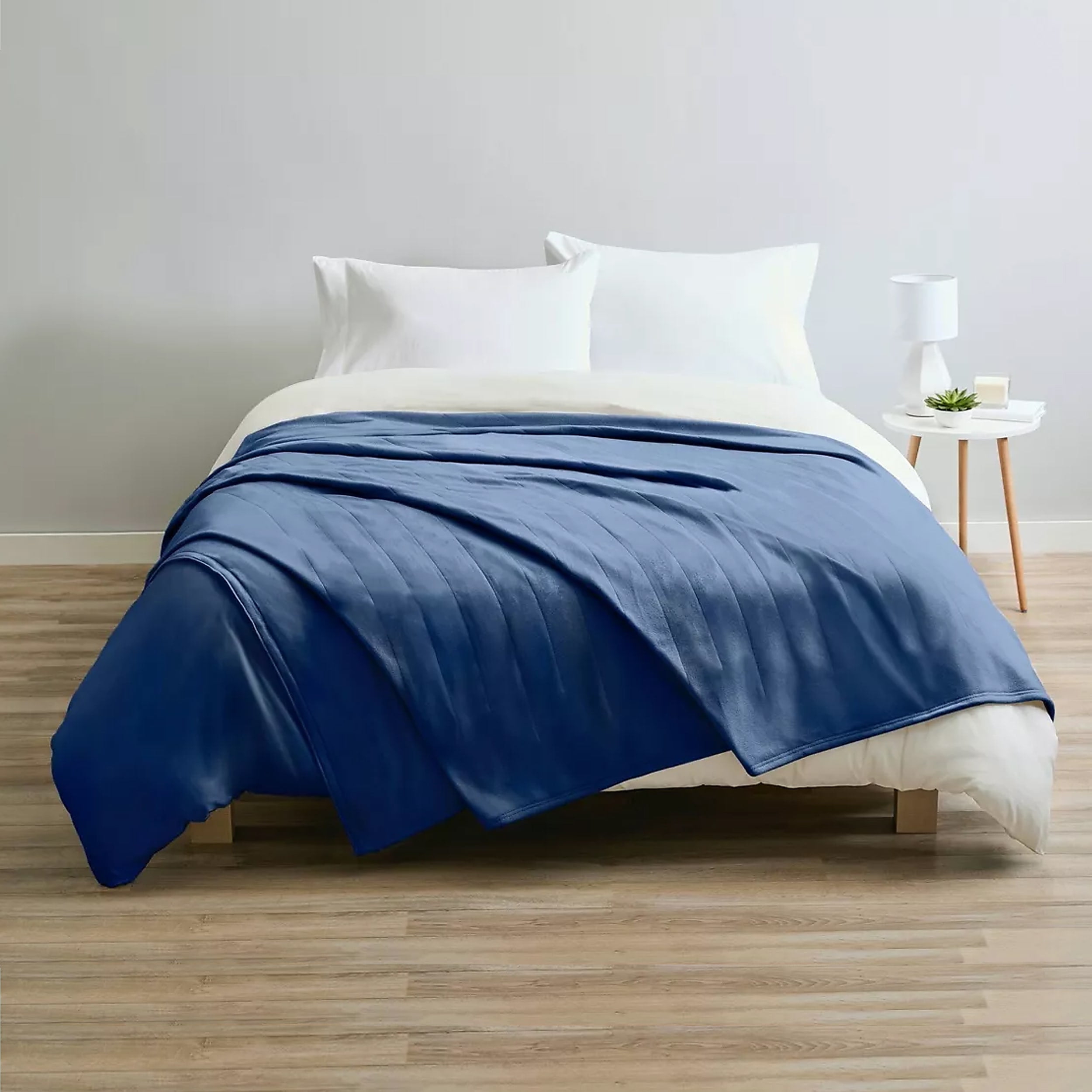 Sunbeam Electric Fleece Blue Heated Blanket 10 Heat Settings, Twin