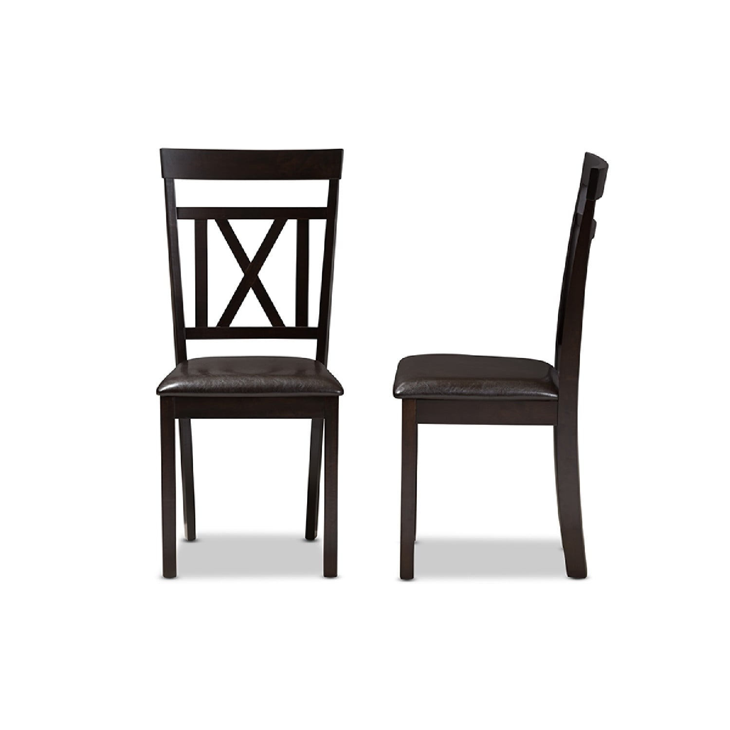 Baxton Studio Rosie Modern and Contemporary Dark Brown Faux Leather Upholstered Dining Chair (Set of 2)