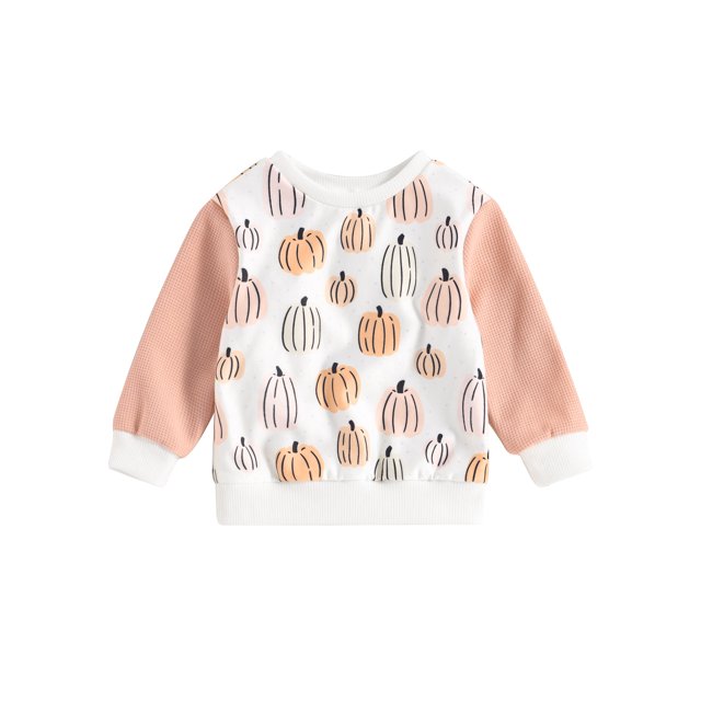 Gupgi Bambin Fille Sweat-Shirts Contraste Couleur Manches Longues Col Rond Pull-Over Tomber Tops Décontractés 0-4 Ans