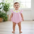 thumbnail image 6 of Coerni Baby Girl Easter Outfit Cotton Striped Jumpsuit Bodysuit New Born Bubble Romper First Birthday Outfit Smocked Vintage Clothes, 6 of 9