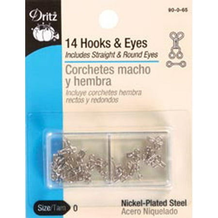 - Nickel - Hooks & Eyes Size 0 14/Pkg