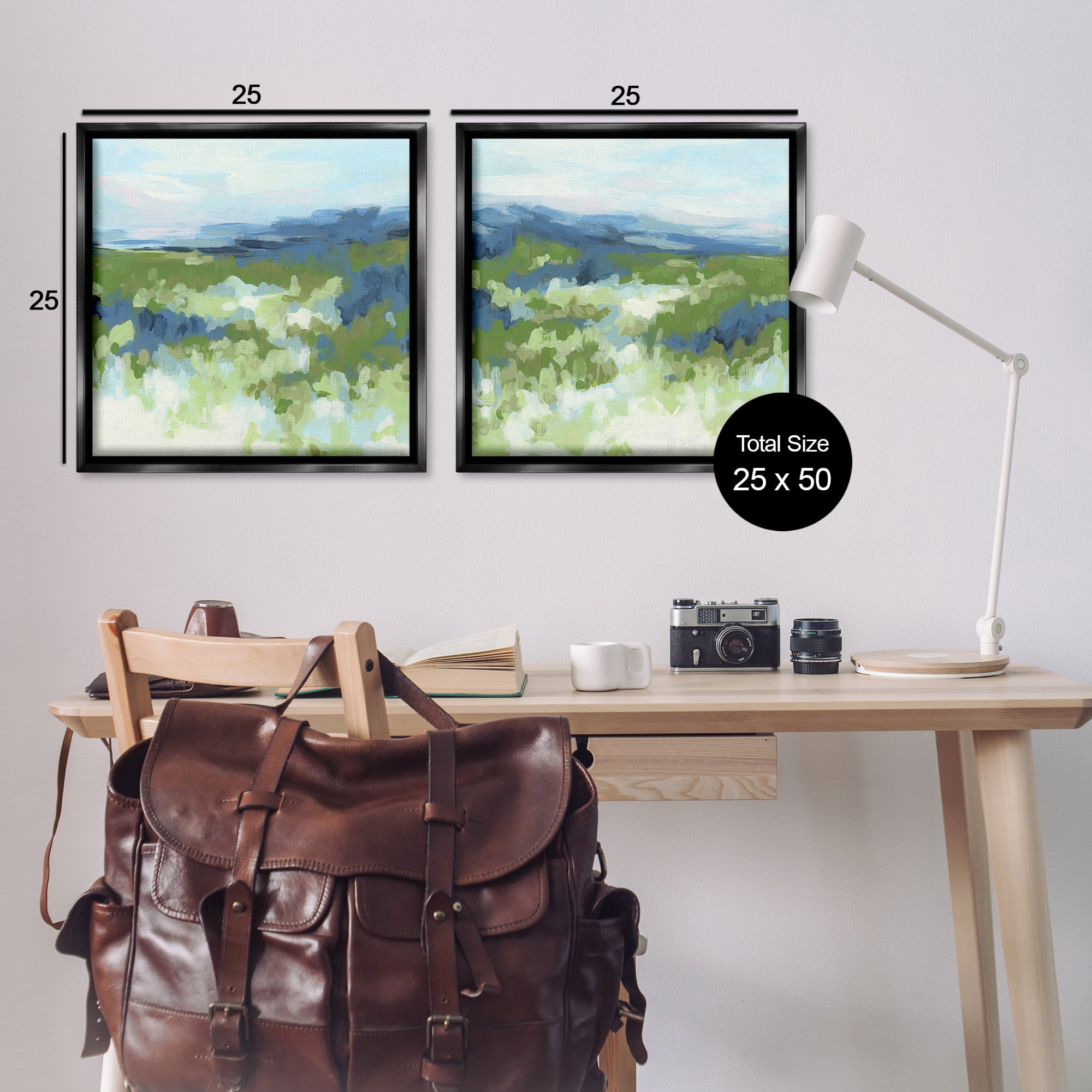Stupell Industries Abstract Overgrown Field Landscape & Nature Painting Black Floater Framed Canvas Art Print Wall Art, 25 x 25, Set of 2