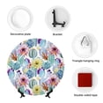 thumbnail image 4 of Bingfone Cactus1 Print Bone China Dinner Decorative Plates,Handmade Ceramic Dinner Plate with Stand for Home Club-6in, 4 of 6