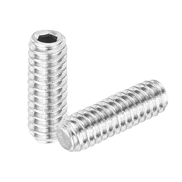 Uxcell 10Pack Hex Socket Grub Screw, M2x6mm 304 Stainless Steel Head Socket Set Screws Flat Point Grub Bolt for Door Handles, Light Fixture Repair, Silver