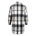 thumbnail image 3 of Mineart Men's Plaid Trench Coat Lapel Collar Mid Long Jacket Winter Outwear, 3 of 6