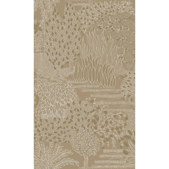 Gold Japanese Gardens Inspired Tropical Wallpaper R8428