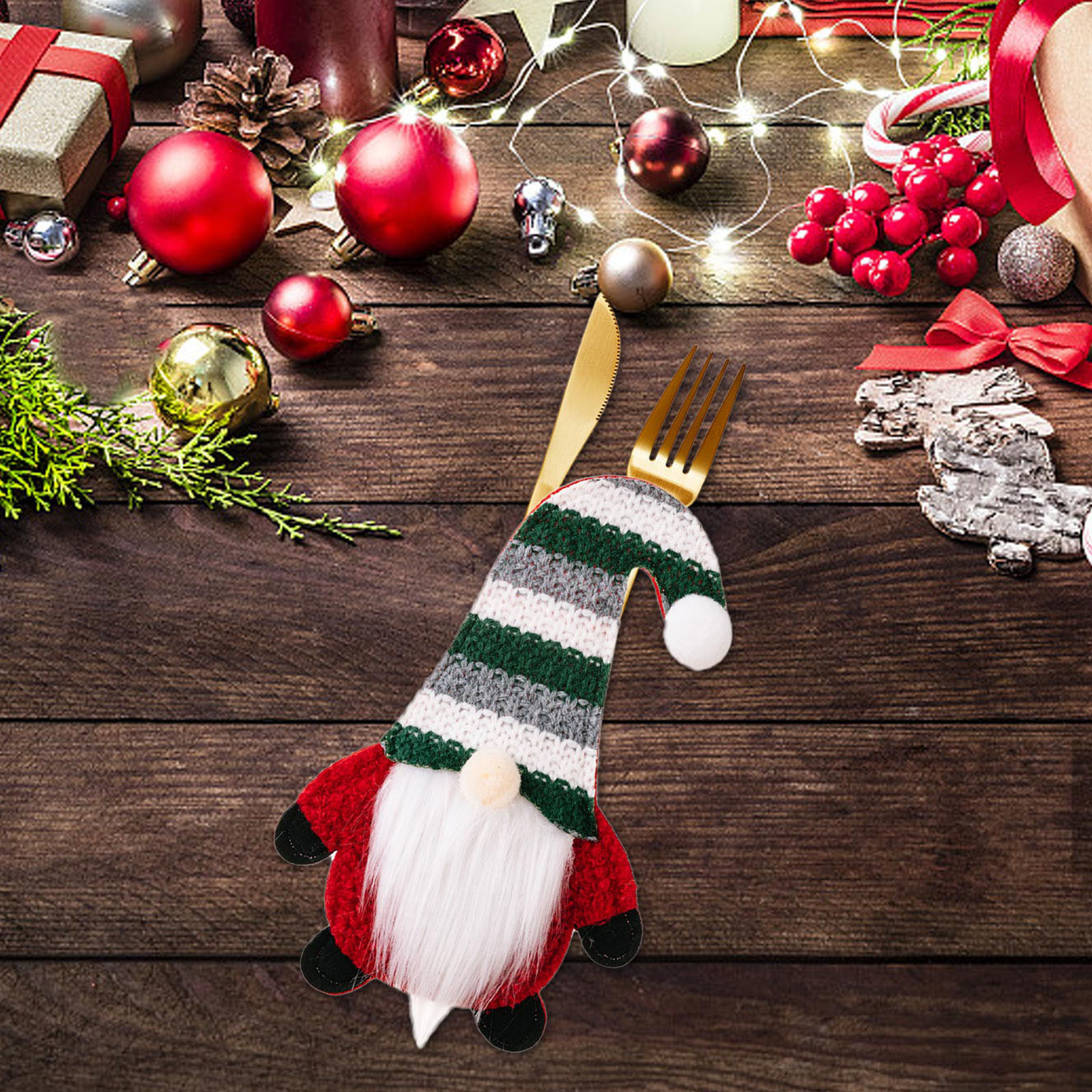 LmtimeChristmas Santa Hats Silverware Holders Christmas Cutlery Holders