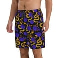 thumbnail image 2 of Goofa Golden Snake And Purple Rose Printed Mens Swim Trunks Summer Quick Dry Short Beach Swimwear Bathing Suits-, 2 of 9