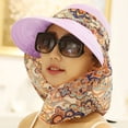 thumbnail image 4 of Women Beach Foldable Sunscreen Floral Print Caps Neck Face Care Wide Brim Hat New Summer Outdoor Riding  Women Sun Hats UPF 50 Sun Protection Hat Neck Shield Flap Visor Hat Ponytail Hats Wide Brim, 4 of 6