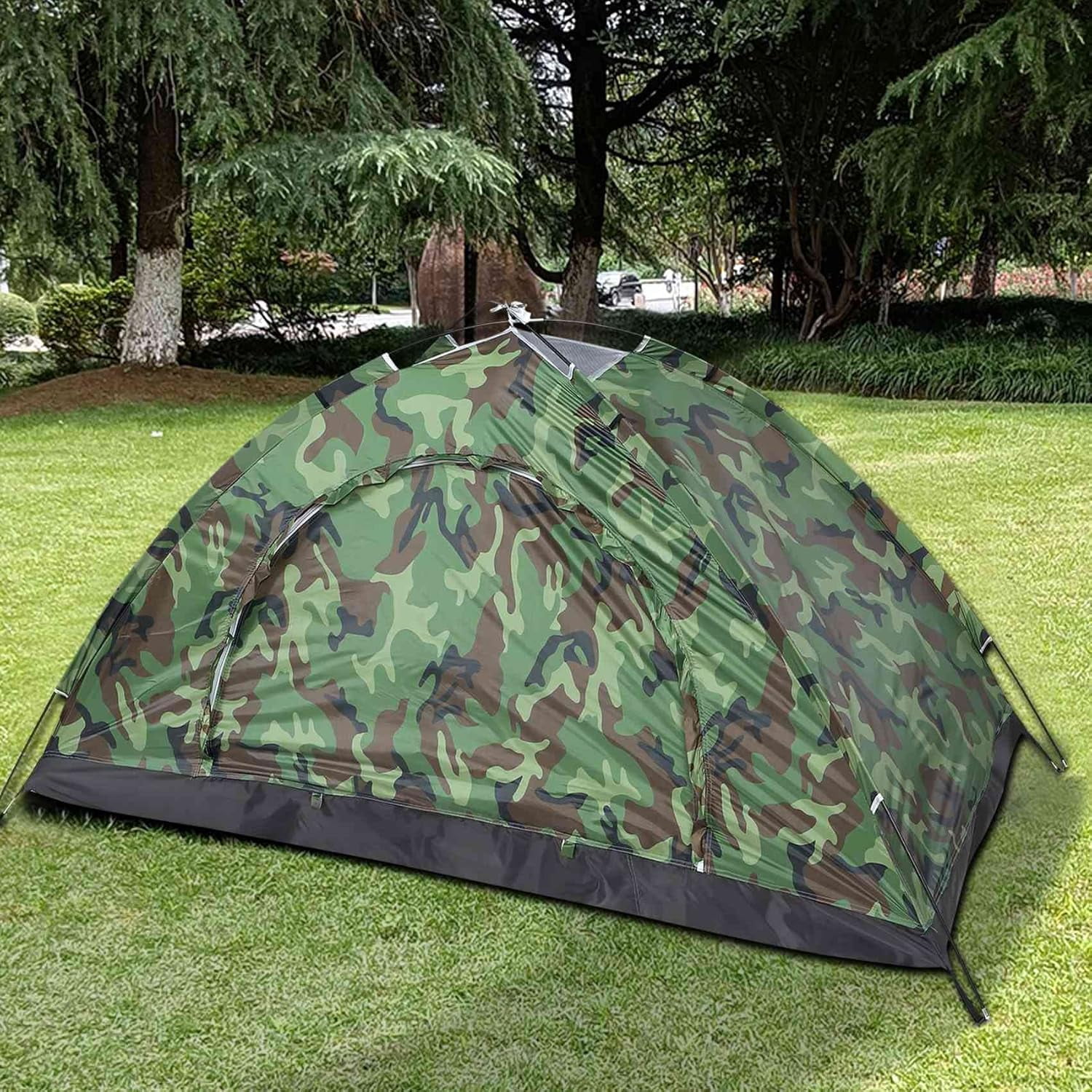 Camouflage Tent UV-anti Tent Waterproof One Person Tent for Camping Hiking, Lightweight Backpacking Dome Tents, Camouflage Tent
