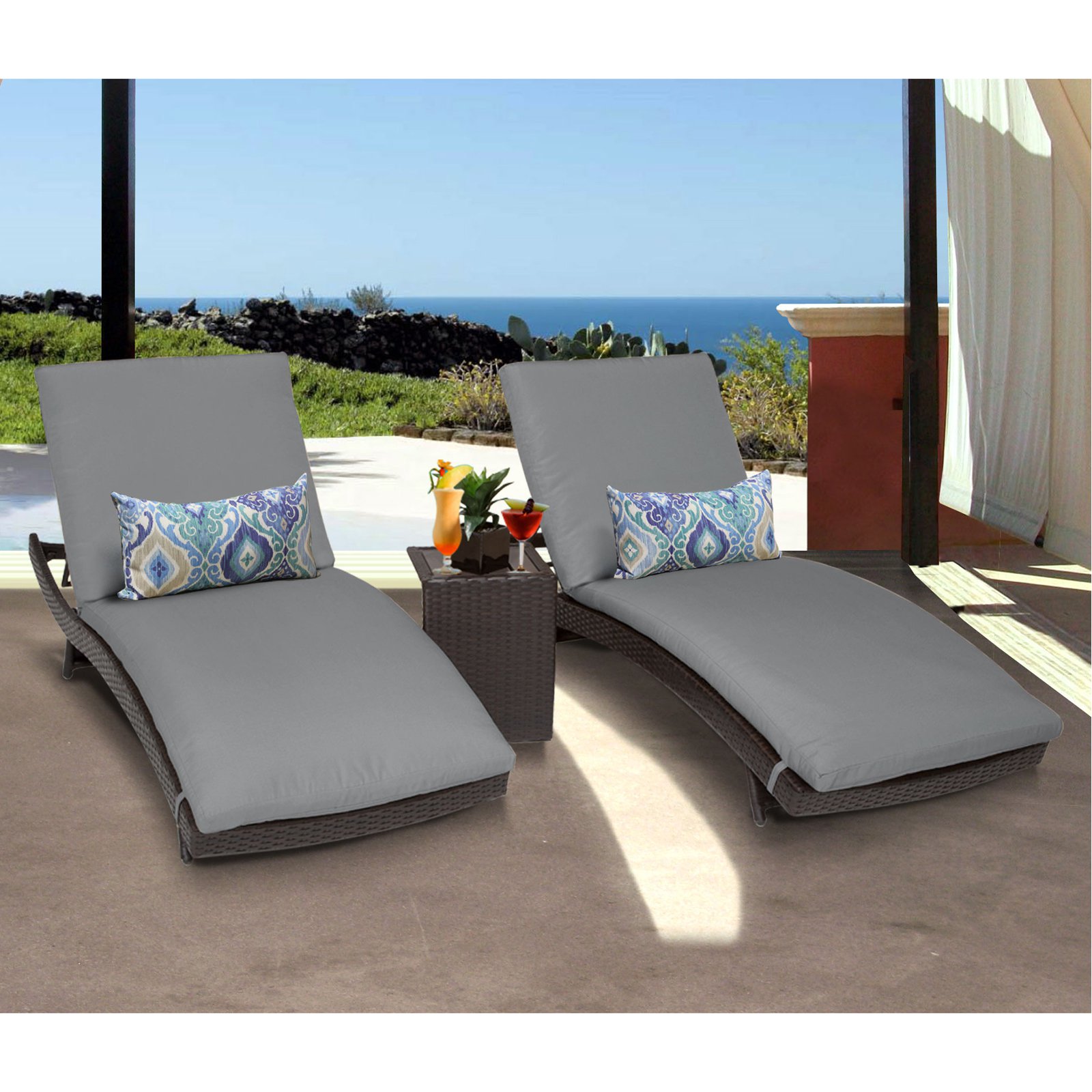 Barbados Curved Chaise Outdoor Wicker Patio Furniture in Cilantro (Set of 2) - image 4 of 4