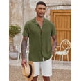 thumbnail image 4 of COOFANDY Mens Cuban Guayabera Shirts Short Sleeve Linen Shirt Loose Fit Camp Collar Shirt, 4 of 7