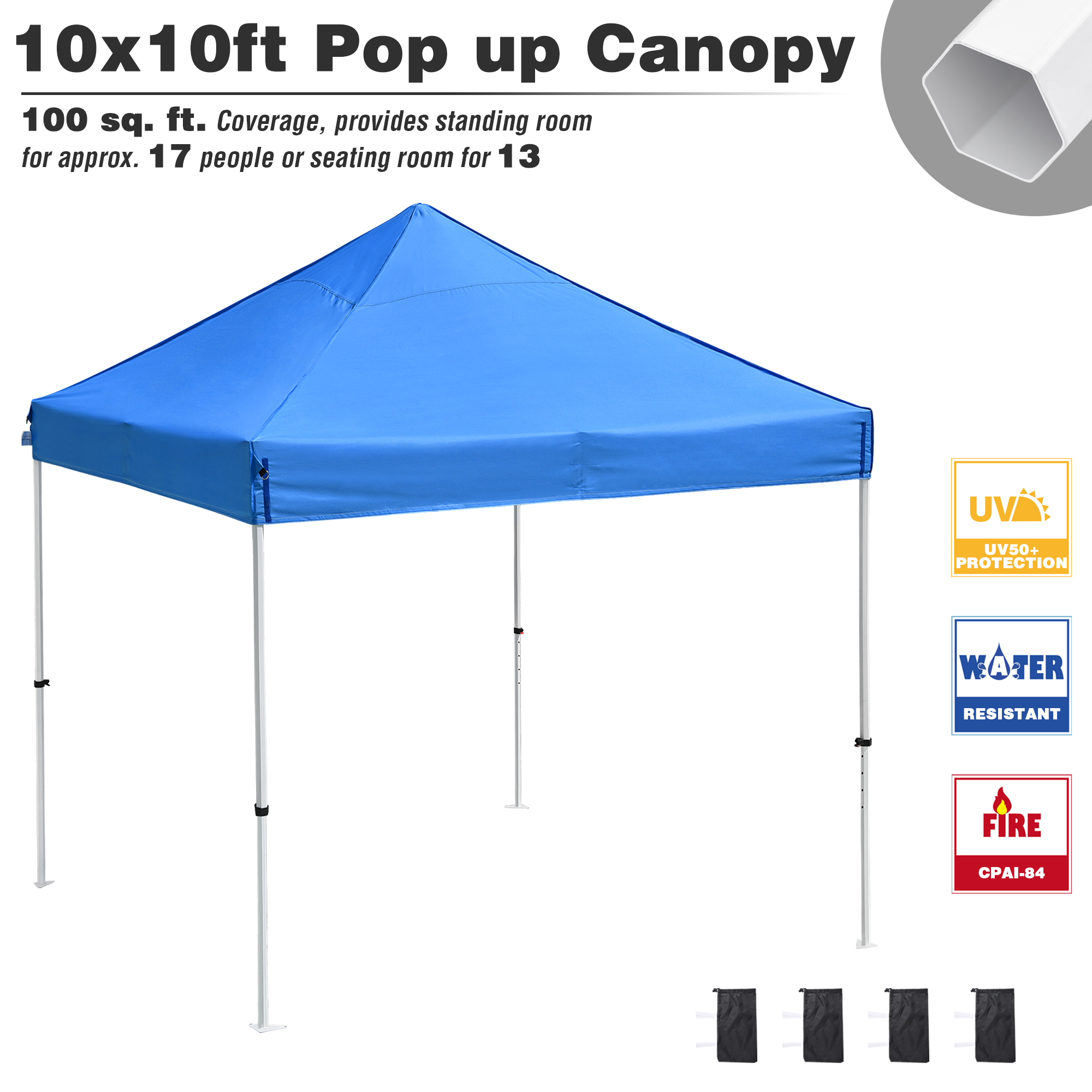 Instahibit 10x10 ft Pop Up Canopy Tent & 4 Mesh Sidewall Instant Shelter Market - image 3 of 11