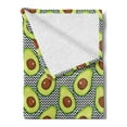 thumbnail image 2 of Avocado Soft Flannel Fleece Blanket, Pattern with Delicious Vegan Elements on Monochrome Zigzag Background Print, Cozy Plush for Indoor and Outdoor Use, 60" x 80", Black Brown Green, by Ambesonne, 2 of 5